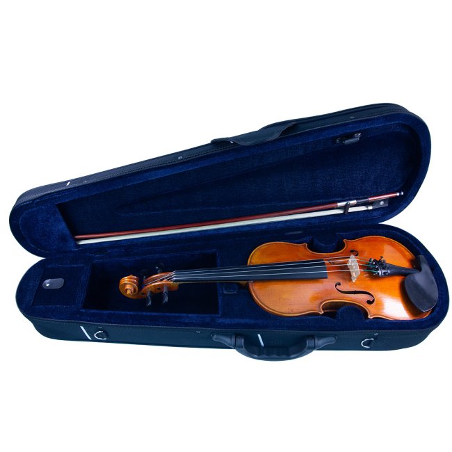 Gespielte Violine mit Zettel Antonius Stradivarius